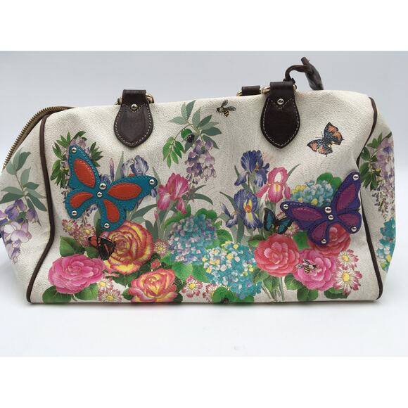 Etro Leather Garden Floral and Butterfly Emblem Top Handle Purse - Picture 7 of 9